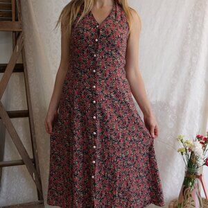 Vintage Retro 1990s Cottage Core Dress Ladies XS S 100% Rayon